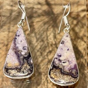 Opalized Purple Fluorite Earrings 1 1/2”